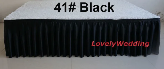 black Ледяной шелк банкетный стол юбка Свадебный фон скатерть для стола Свадебный сценический стол плинтус украшения - Цвет: black
