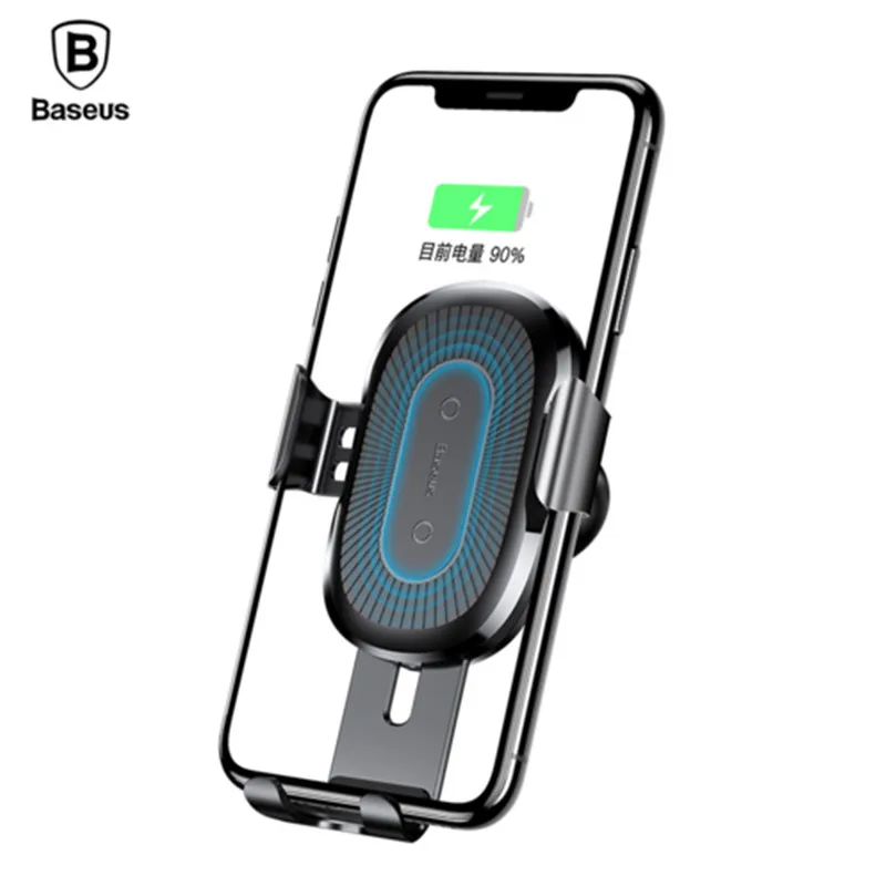 Baseus 10 Вт Беспроводное зарядное устройство Автомобильный держатель для iPhone X 8 samsung