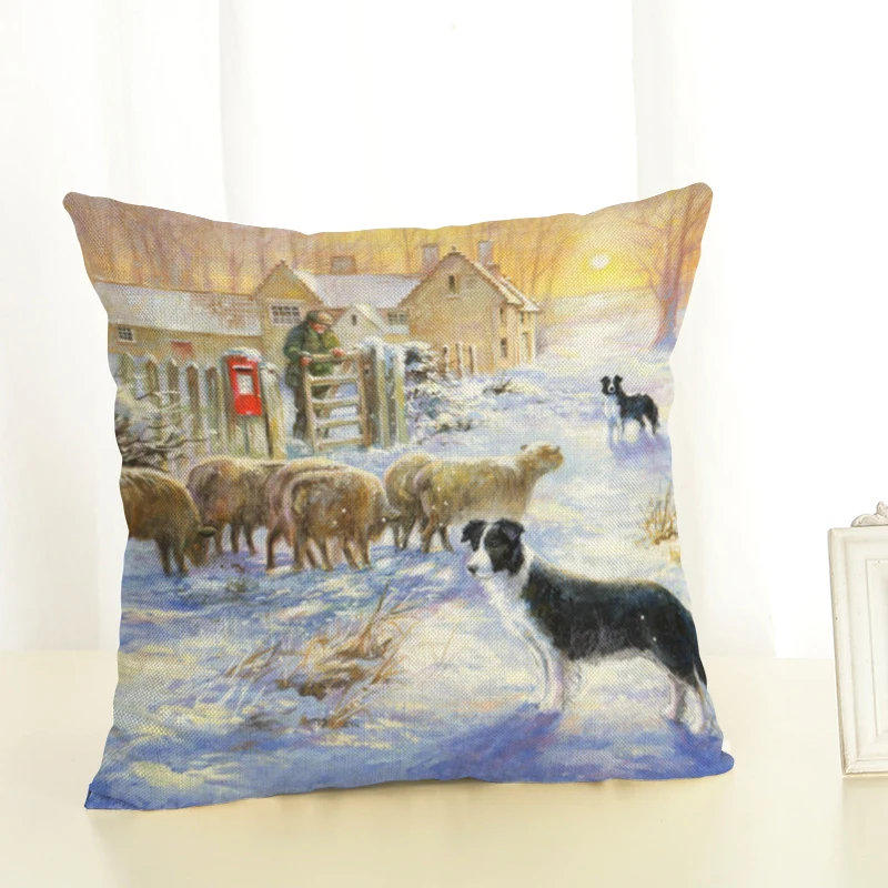 Рождественский Чехол на подушку подушка абстрактный хлопок лен вид снег