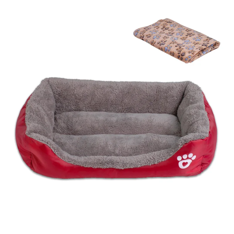 Wine Red Pawstrip карамельный цвет кровать для собаки мягкая подушка для щенка зимняя теплая кровать для кошки диван для домашних животных, кровать для собак чихуахуа Лабрадор кровать для собаки одеяло - Цвет: Wine Red