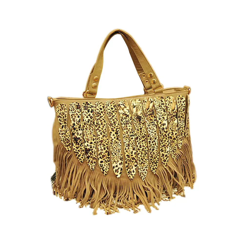 Новая женская большая леопардовая сумка с кисточками через плечо сумки от