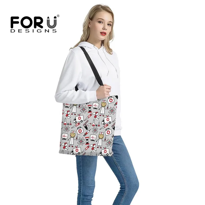 Многоразовая сумка для покупок FORUDESIGNS модная Холщовая Сумка с мультяшным