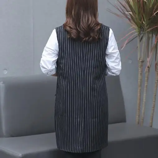 Женская Офисная куртка без рукавов Clobee Элегантная черная приталенная в полоску