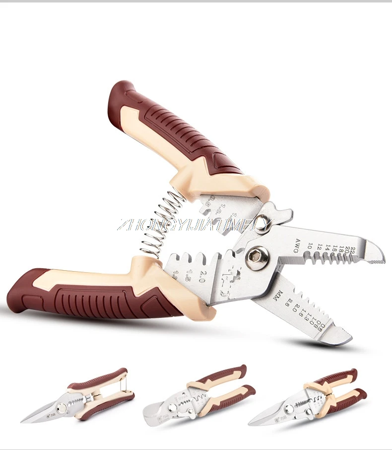 Stripping pliers, multi-function electrician pliers, crimping wire, trimming cable, scissors, stripper, electrician tools