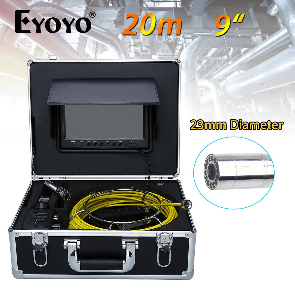 Eyoyo 9 &quotHD 1000 TVL lcd 23 мм камера для канализационных труб трубопровода дренажная 20 м