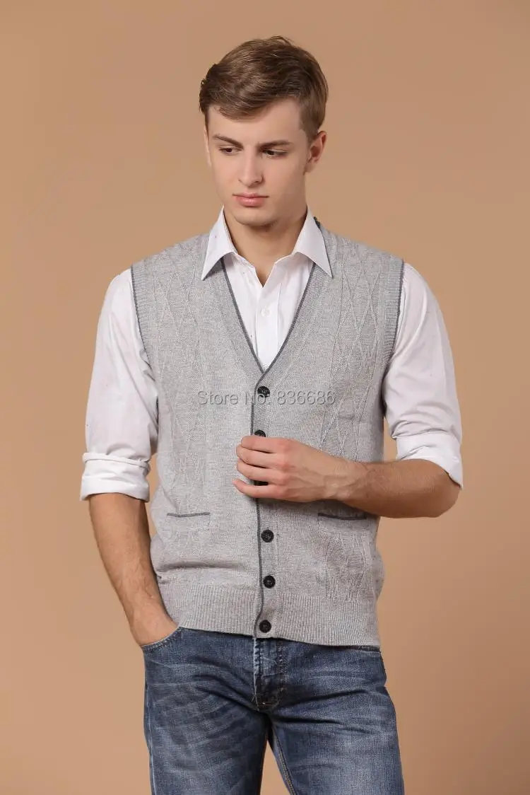 Осенний хит продаж кашемировый свитер с v образным вырезом жилет повседневный