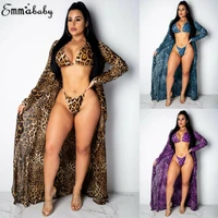 new hot sexy fashion bra girls female ladies leopard bikini setbeach cover ups 3 piece swimsuit summer swimwear polyester