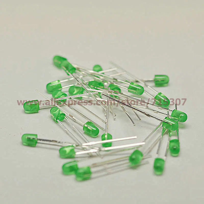 PHISCALE 50 шт. 3 мм зеленый светодиод Круглый с купольным верхним зеленым объективом