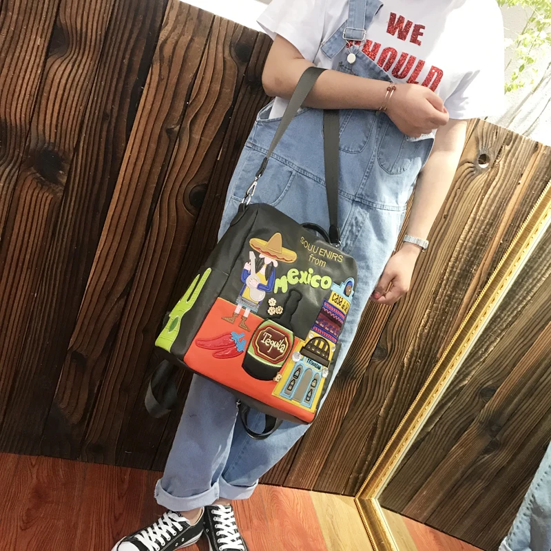 DOODOO Для женщин кожаный рюкзак черный Bolsas Mochila Feminina большой конструктор