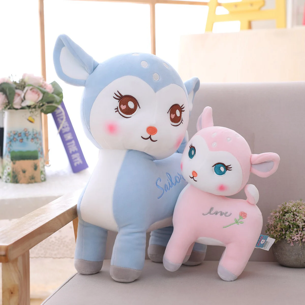 

New arrival plushy deer plush toy doll stuffed deer giraffe for baby kids