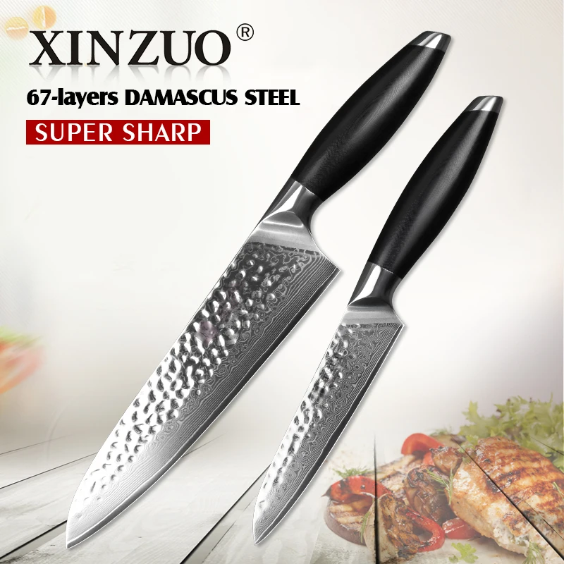 XINZUO из 2 предметов Кухня Ножи комплект Дамаск Сталь шеф повар ножи японский VG10
