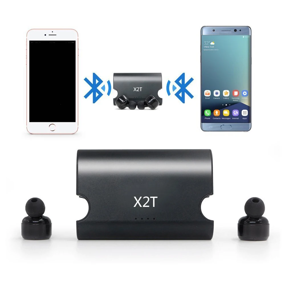Популярные портативные настоящие беспроводные наушники TWS X2T мини Bluetooth 4 2 1500 мАч