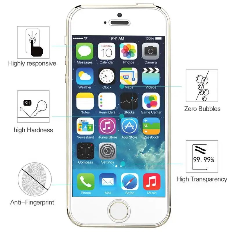 Защитная пленка для экрана iPhone 5 3 шт. закаленное стекло HD прозрачное с бесплатным