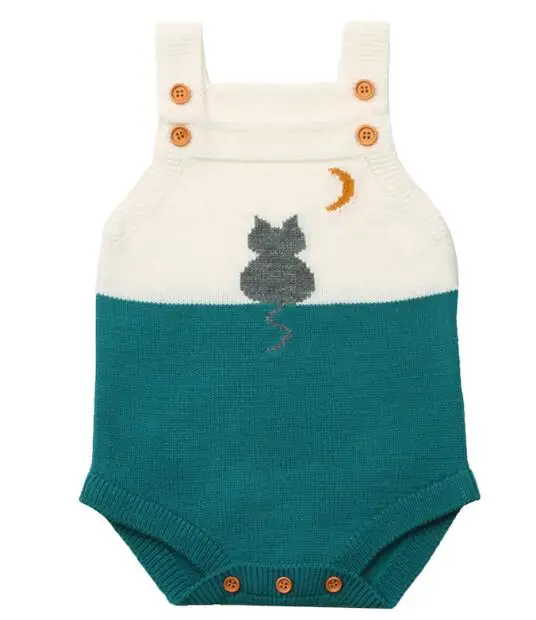 82W346 Blue От 0 до 3 лет, Модный комбинезон для маленьких мальчиков, смешной Рисунок медведя, Вязаный комбинезон для новорожденных девочек, Комбинезоны на весну для детей, цельная одежда - Цвет: 82W346 Blue