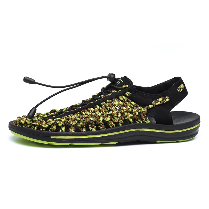 Зеленый Water Shoes Beach Men's Woven New Style Leisure Sandals Tide Vietnam Rome Korean Style Mesh Slippers Breathable Summer Sandals - Цвет: Зеленый