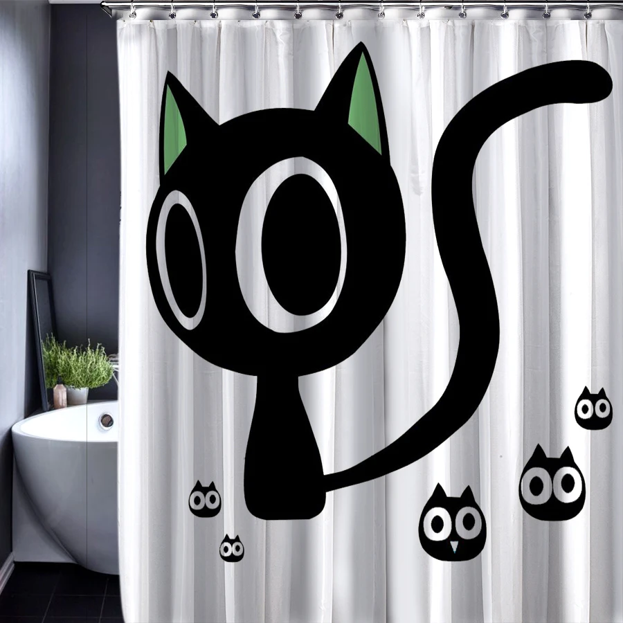 CHARMHOME черная кошка Тоторо Шиншилла индивидуальная мультяшная душевая занавеска