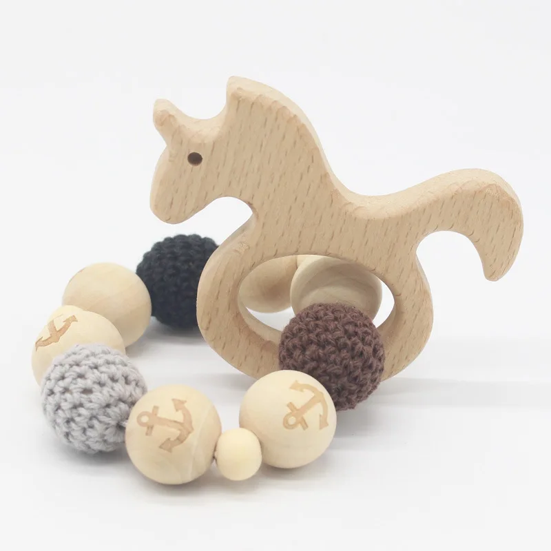 New Silicone Creative Star Puzzle Nursing Bracelets Wooden Teether Toys Gift Wood Beads Baby Toy Bracelet Teething Stick | Мать и ребенок