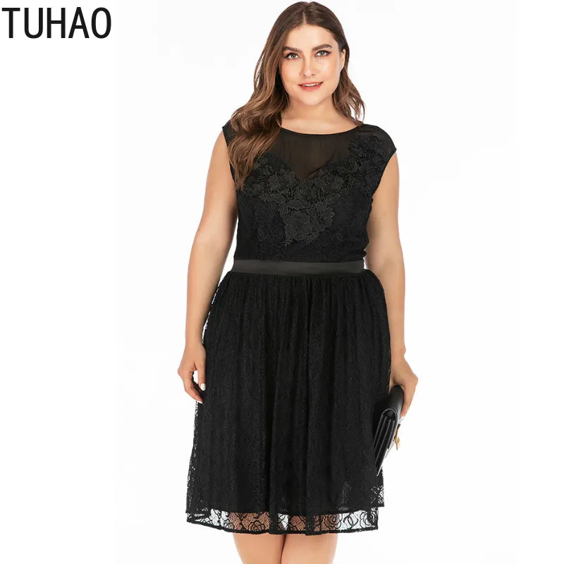 TUHAO размера плюс 5XL 4XL 3XL Сексуальное черное кружевное вечернее длинное платье для