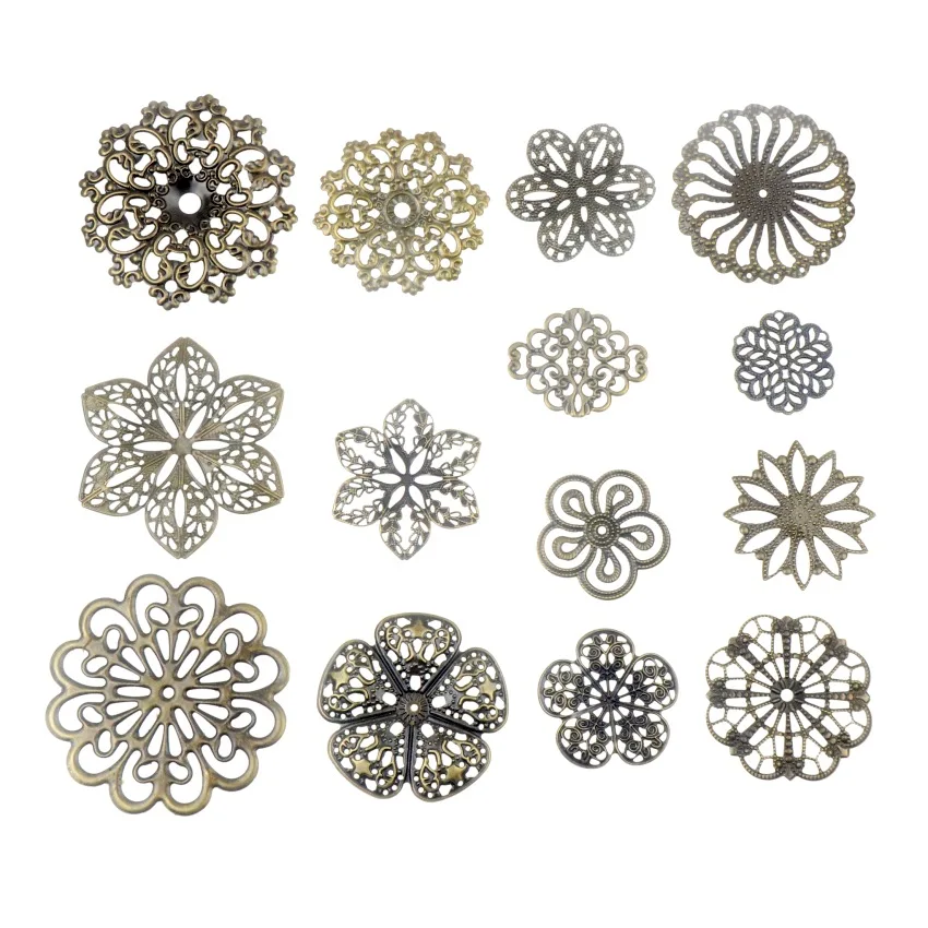 Бесплатная доставка 10 шт. античная бронза цветной металл цветок филигранные