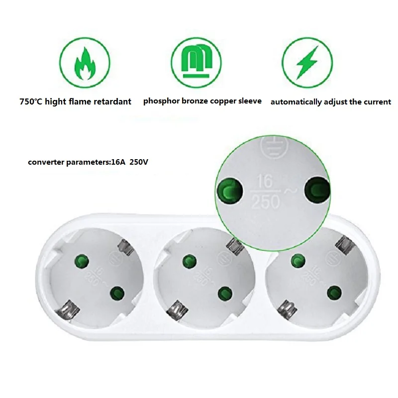EU standard Travel Adapter Electrical Plug European 1 to 3 adaptor Euro Adaptor Power | Электроника