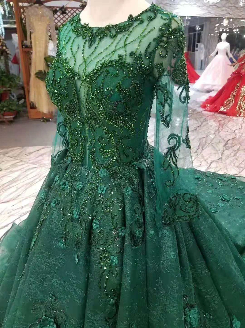LSS247 зеленое платье для матери невесты свадебное платье с длинными рукавами из тюля с круглым вырезом на молнии сзади вечернее платье для мусульманских женщин ТРАПЕЦИЕВИДНОЕ вечернее платье