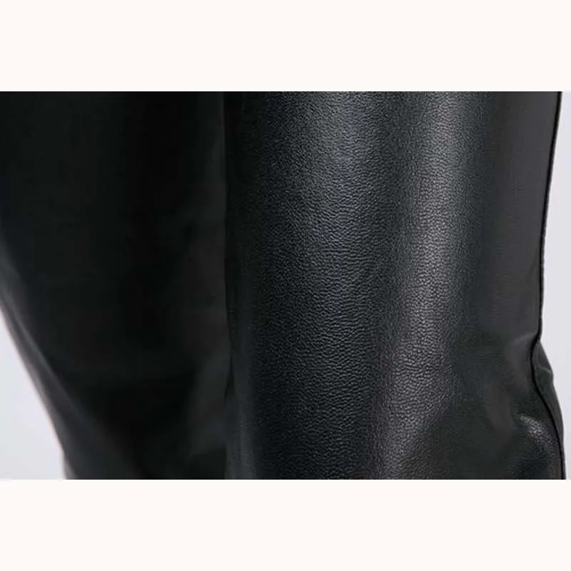 Новые модные женские мягкие кожаные брюки повседневные леггинсы длинные черные