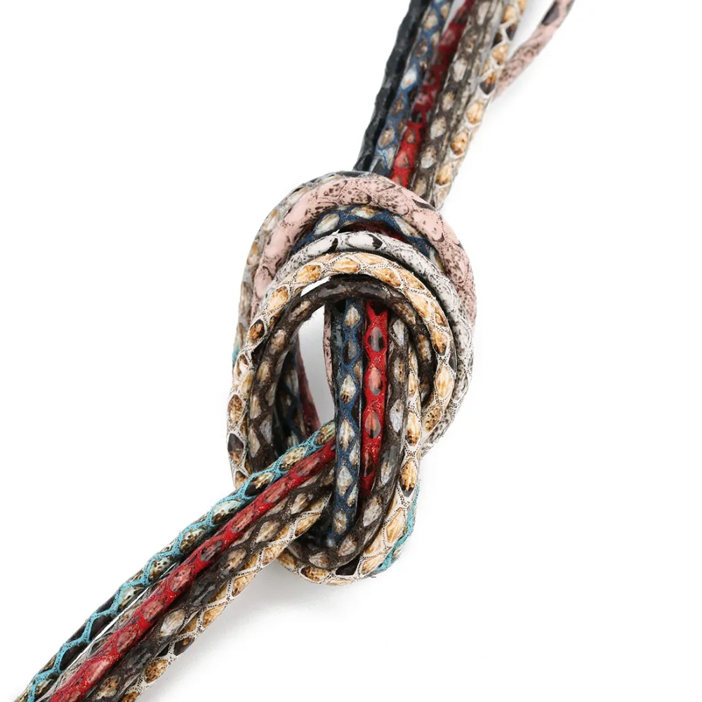 Плетеная нить из ПУ кожи шириной 3 мм для мужчин и женщин кожаный с леопардовым