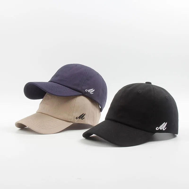 Новая Корейская версия простой сплошной цвет сбоку m с буквами Бейсболка Летняя
