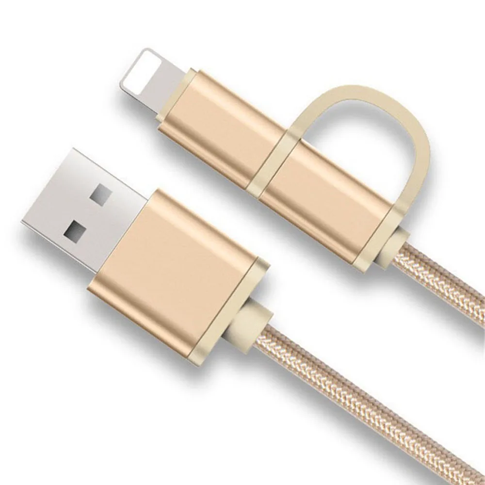 2 в 1 Micro USB кабель для зарядки синхронизации данных Iphone 6 7 8 Plus X IPad Mini samsung зарядный