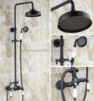 oil rubbed bronze bathroom black shower set wall mounted 8 rainfall shower mixer tap faucet brs478
