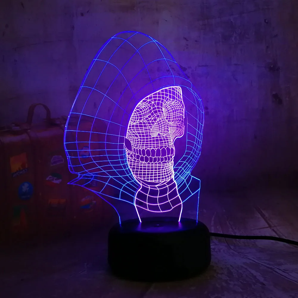 Крутой подарок череп голова 3D светодиодный Ночник светильник 7 смешанных цветов s