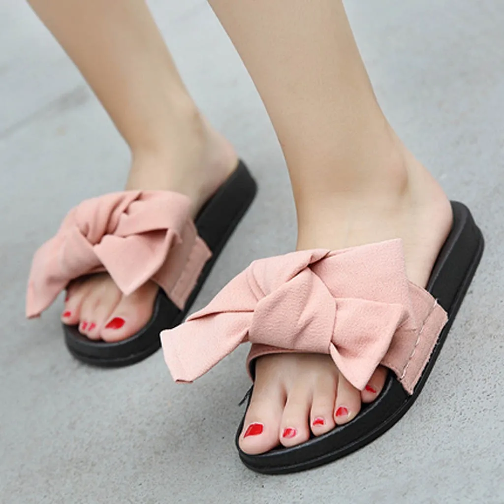 SAGACE/женские летние тапочки с бантом Модные повседневные домашние Пляжная обувь