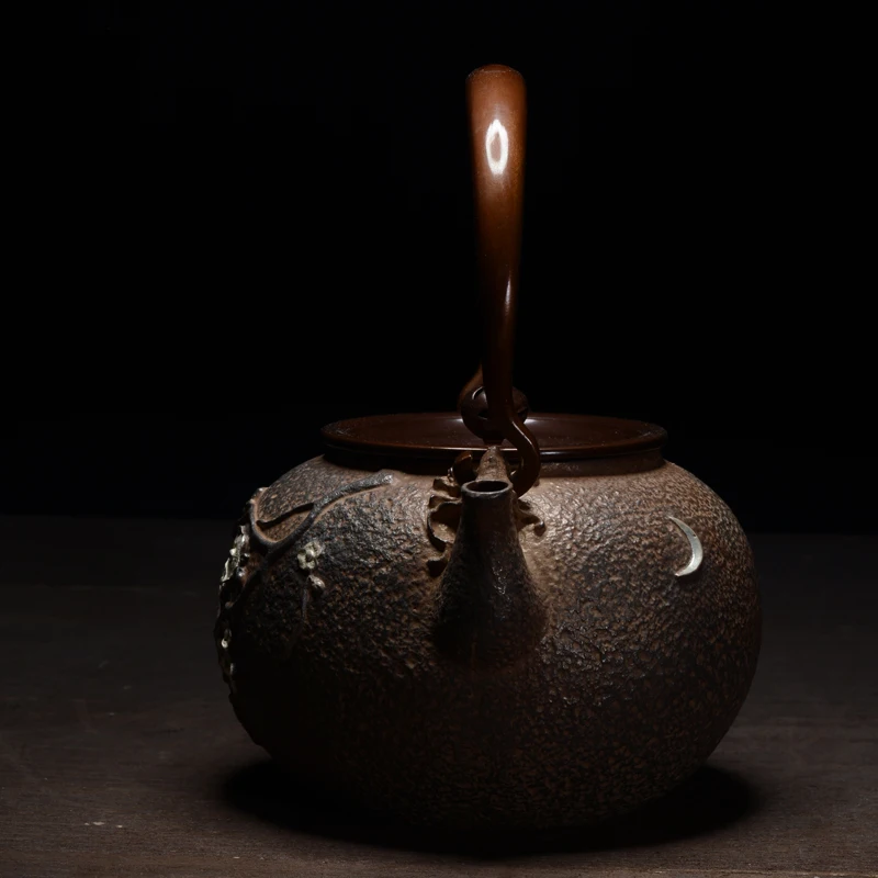 Ретро Изысканный чугун Чай горшок набор японский цветочный узор 1300 мл ручной