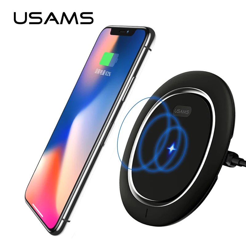 USAMS 10 Вт Qi Беспроводное зарядное устройство для мобильного телефона iPhone X XR 8 8P samsung