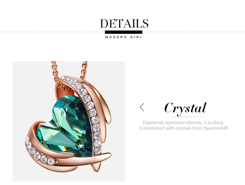 CDE женское золотое ожерелье с подвеской, украшенное кристаллами Swarovski, крылья ангела, сердце, ожерелье, ювелирные изделия, подарки