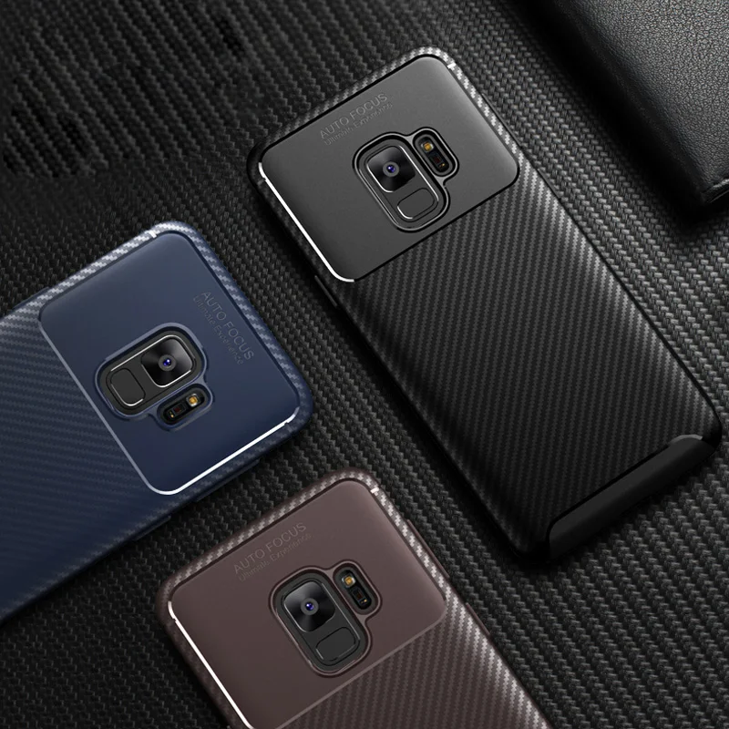 Роскошный чехол для телефона из углеродного волокна Samsung Galaxy S9 Plus Note 9 A6 A8 2018 J3 J2 pro