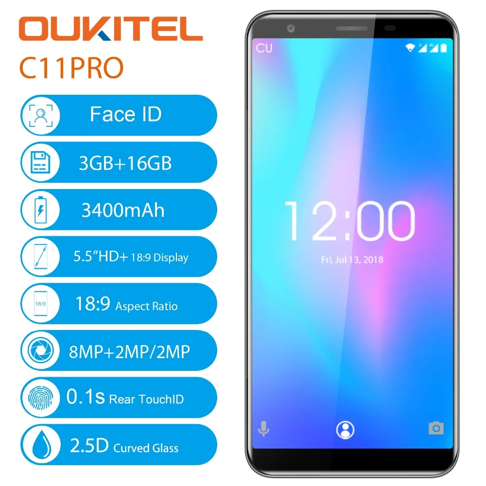 OUKITEL C11 Pro 5 дюймов Android 8 1 WCDMA мобильный телефон MTK6739 четырехъядерный 3G ram + 16G rom Две