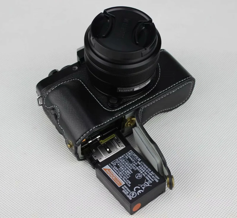 Натуральная кожа корпуса для половины камеры крышка для fuji пленка X-T100 fuji XT100 X T100 с отверстием батареи