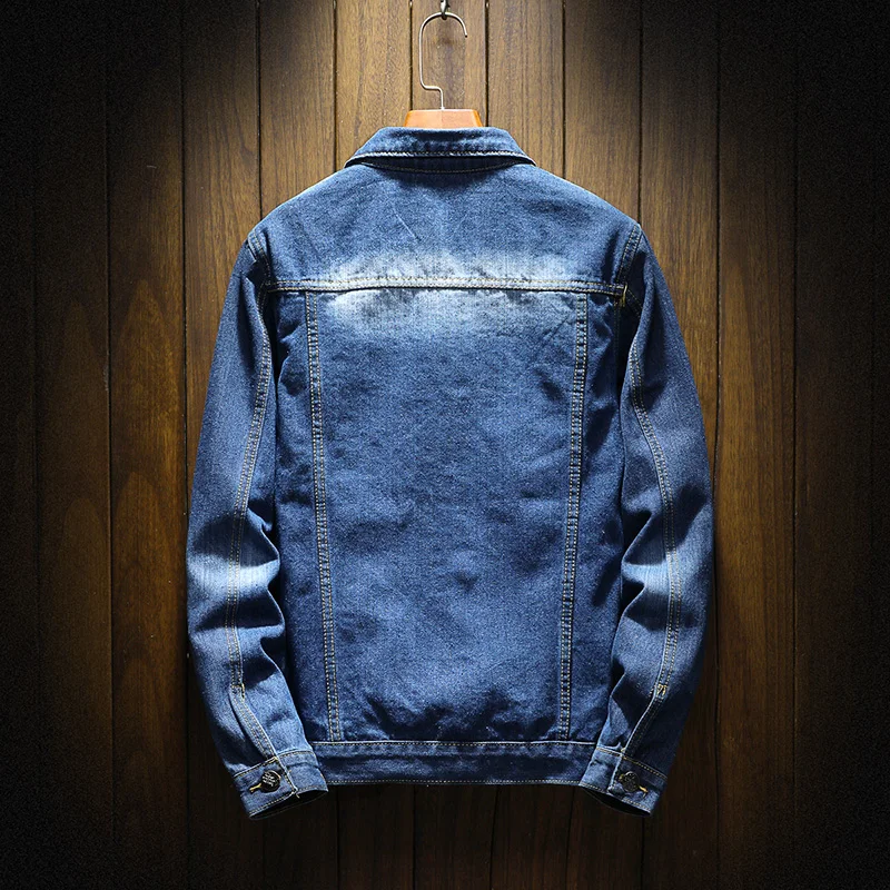Синяя Повседневная тонкая мужская джинсовая куртка плюс размер 5XL бомбер