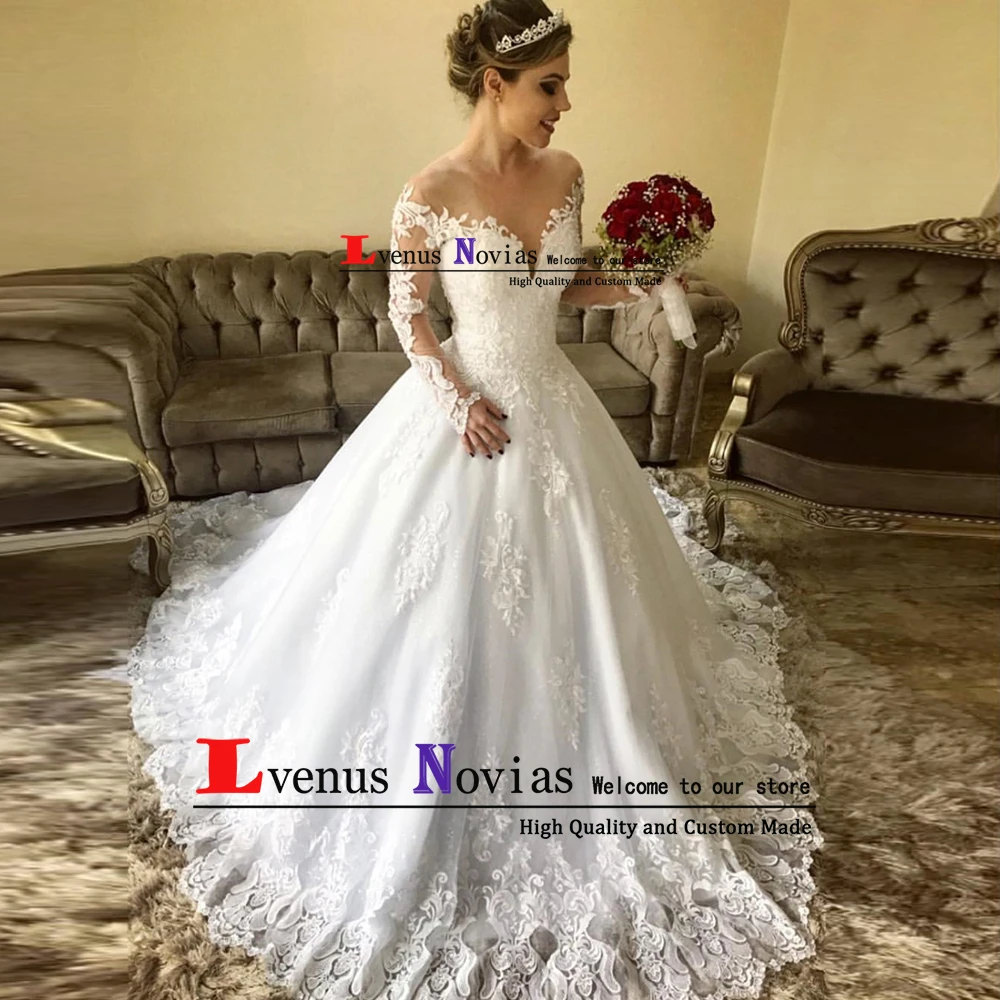 Vestidos de novia сексуальное платье на свадьбу со шнуровкой Robe de Mariee Романтический Длинный Рукав Свадебное платье gelinlik Vestido de Noiva