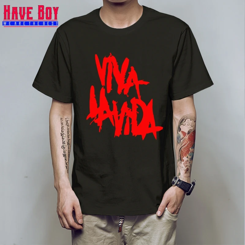 balck red HAVE BOY Rock Coldplay Viva la vida свободная Мужская футболка для мужчин новая хлопковая Повседневная футболка с короткими рукавами Camisetas Masculina HB160 - Цвет: balck red
