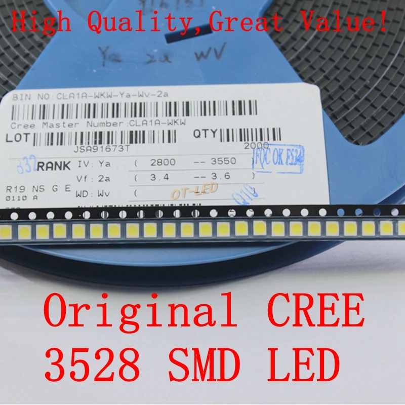 

100pcs CREE 3528 LED SMD CLA1A-WKW-CXAYB153 White Blue Chip Ultra Bright Surface Mount Light-Emitting Diode LED 1210 SMT Lamp