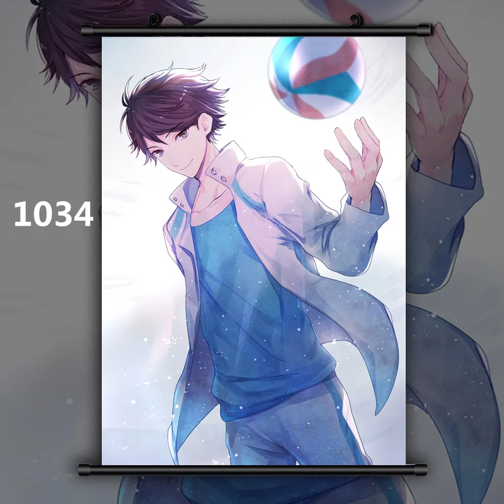 1034 Haikyuu Shoyo Tooru Koushi Wakatoshi Ryunosuke Аниме Манга настенный плакат свиток E - Цвет: 1034