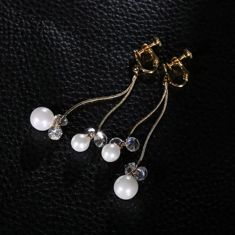 

Женские серьги-клипсы с искусственным жемчугом и длинной кисточкой