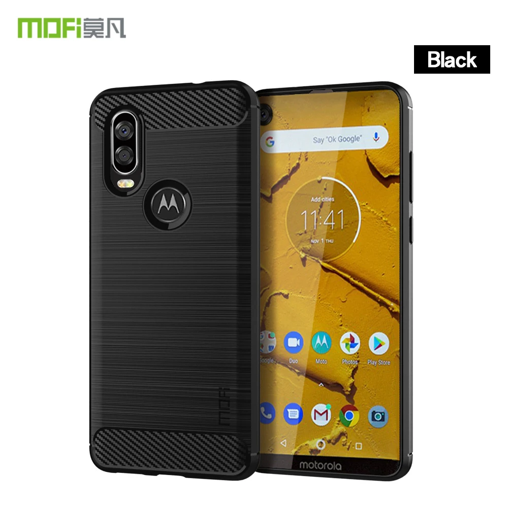 Для Motorola Moto One Vision чехол Mofi из углеродного волокна зерна мягкий силикагель задняя