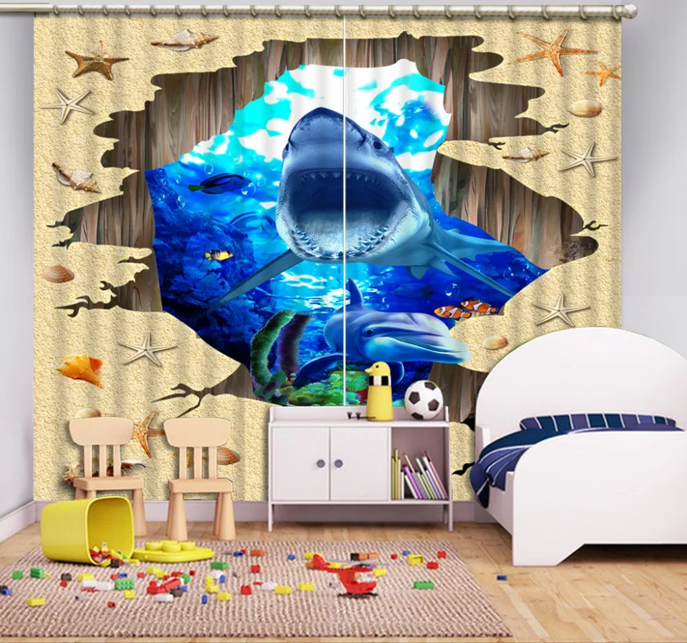 

dolphin 3d curtains customize bedroom living room curtains Any windows curtains Home Decoration