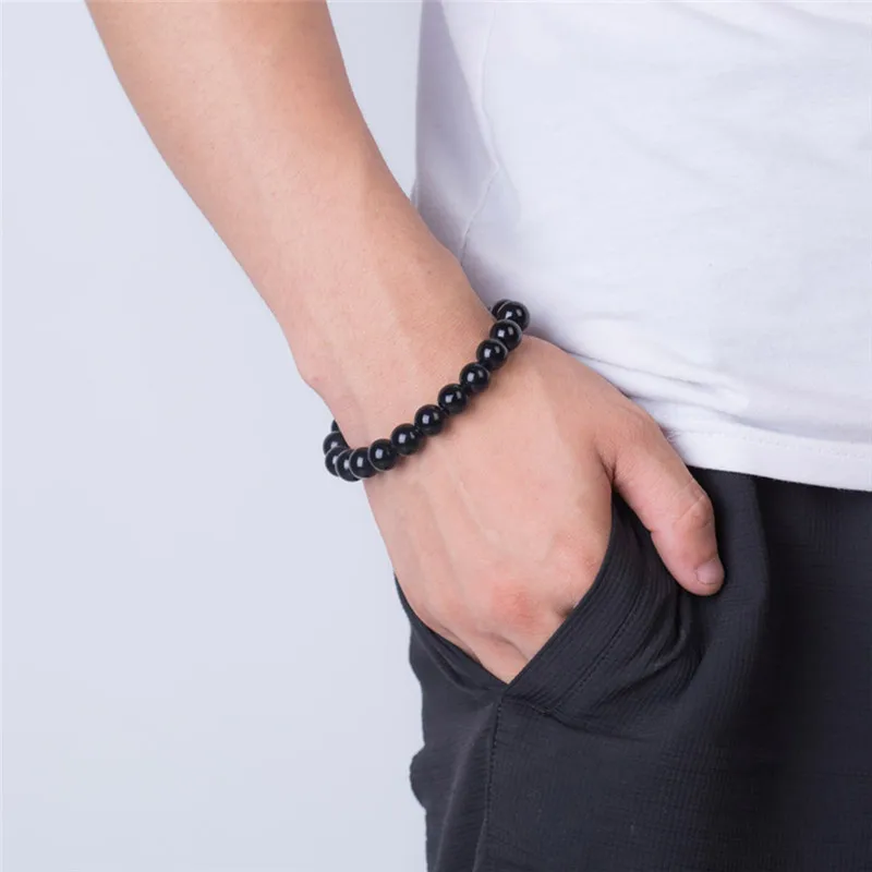 

1pc Weight Loss Bracelet Round Black Obsidian 10mm Stone Bracelet Healthcare Bracelet Slimming Product