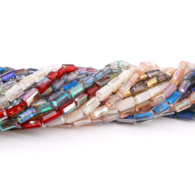 Красочные прозрачные бусины стеклянные квадратной формы для самостоятельного