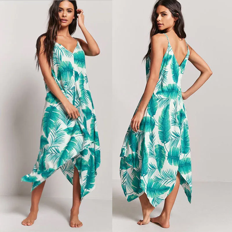Для женщин летние свободные и Повседневное ультратонкие Boho шифон вечернее