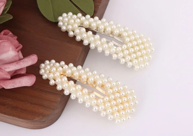 LEADERBEADS, Корейская акриловая заколка с жемчугом, женские элегантные Геометрические золотистые шпильки для волос, аксессуары для укладки волос для девушек
